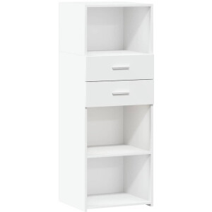 vidaXL - Hoge - kast - 45x42,5x124 - cm - bewerkt - hout - wit