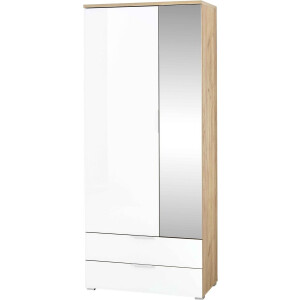 Garderobekast Tille 84cm met 2 deuren & 2 lades - wit/eik