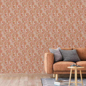 DUTCH WALLCOVERINGS Behang Mae oranje en beige