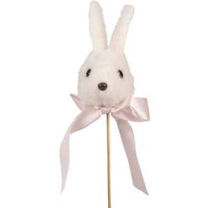 Clayre & Eef Decoratie Beeld Konijn 7x7x33 cm Wit Textiel