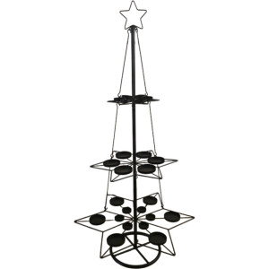House of Seasons Kaarsenhouder Ster  - H100 x Ø53 cm - Metaal - Zwart