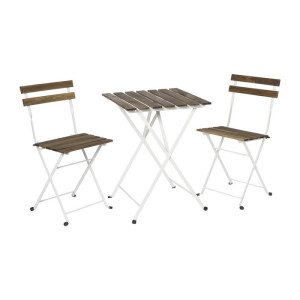 Bistro set Rhodos - bruin/wit - 3-delig