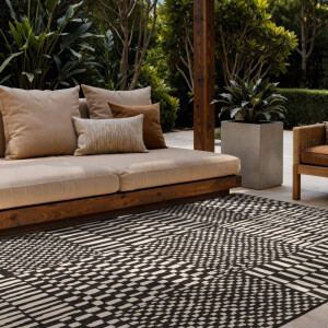 Vloerkleed Barkham Rechthoekig - Zwart Wit 230x160cm - Polypropyleen - Dekbed-Discounter.nl