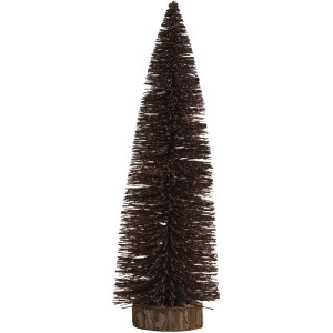 2e Halve Prijs Leen Bakker - Kerstboom Met Glitters - 35 Cm Hoog - Kunststof - Bruin