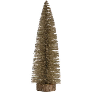1+1 Gratis Kerstboom Met Glitters Goudkleur Kunststof - 35 Cm