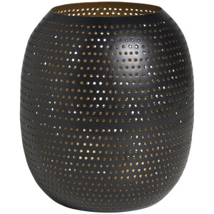 1+1 Gratis Leen Bakker - Theelichthouder Noelle - 18xØ16 Cm - Metaal - Zwart