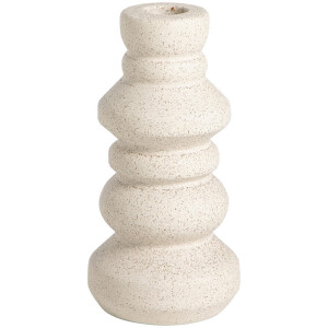 15% korting - Leen Bakker - Kandelaar Malmo Off-white - 15xØ7,5 Cm - Keramiek - Beige#Wit#Crème