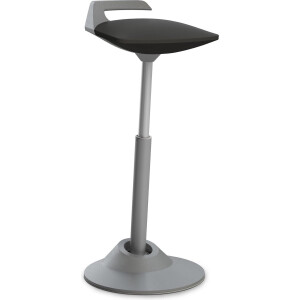 Aeris Muvman High sta-kruk (model 2021) - grijs - gasveer - zithoogte 60-93 cm - kunstleren zwarte zitting (model 2021)