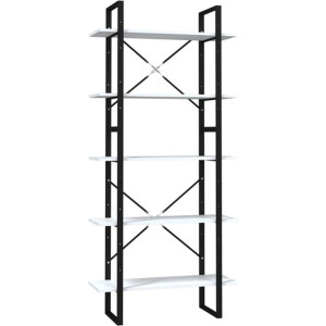 vidaXL - Boekenkast - met - 5 - schappen - 80x30x175 - cm - bewerkt - hout - wit