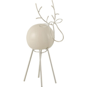 J-Line decoratie Rendier Modern - keramiek - wit/zilver - small