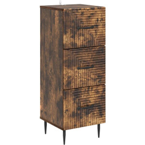 vidaXL - Ladekast - Gerookt - eiken - 33 - x - 34,5 - x - 89,5 - cm - Bewerkt - hout