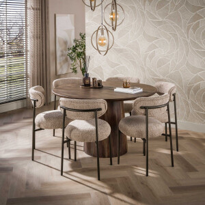 Eettafel Central rond 130 cm Massief acacia bruin