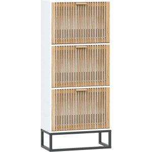 vidaXL - Schoenenkast - 52x25x120 - cm - bewerkt - hout - wit