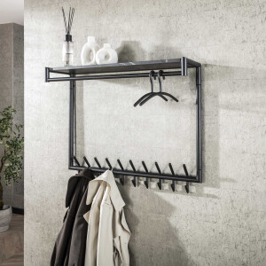 LifestyleFurn Kapstok 'Letica' Met 20 haken en keramieklook plank