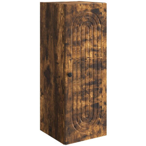 vidaXL - Wandkast - Gerookt - eiken - 33 - x - 34,5 - x - 90 - cm - Bewerkt - hout