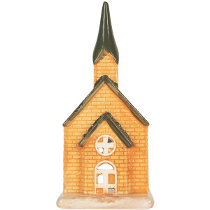 Clayre & Eef Waxinelichthouder Huis 9x8x21 cm Oranje Keramiek