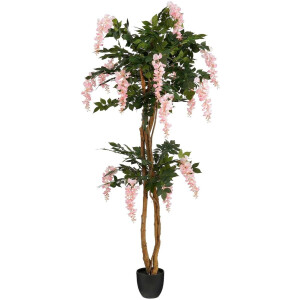 Mica Decorations Kunstbloem Wisteria - 60x60x180 cm - Polyester - Licht Roze