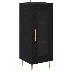 vidaXL - Dressoir - Zwart - eiken - 34 - x - 34,5 - x - 90 - cm - Bewerkt - hout