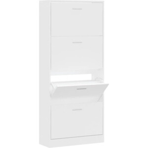 vidaXL - Schoenenkast - 63x24x147 - cm - bewerkt - hout - wit