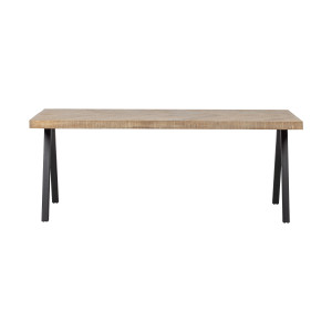 WOOOD Eettafel 'Tablo' Mangohout Visgraat, met 2-standen poot, 180 x 90cm