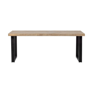 WOOOD Eettafel 'Tablo' Mangohout Visgraat, met U-poot, 180 x 90cm