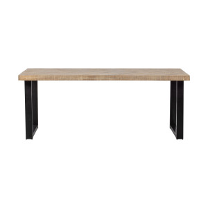 WOOOD Eettafel 'Tablo' Mangohout Visgraat, met U-poot, 180 x 90cm