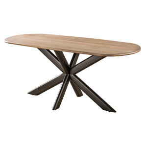 Eettafel Cliff ovale buis 180c m Massief mango zand