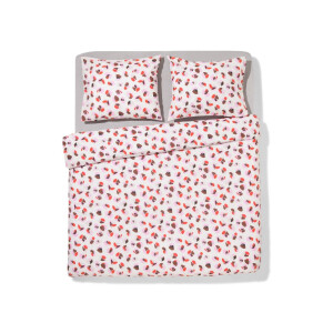 HEMA HEMA Dekbedovertrek 240x200/220cm Zacht Katoen Bloemen (roze)
