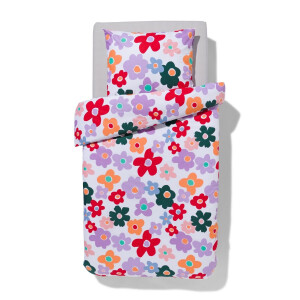HEMA HEMA Kinderdekbedovertrek 140x200cm Zacht Katoen Bloemen (multi)