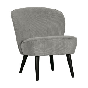 WOOOD Fauteuil 'Sara' Rib, kleur Vergrijsd Groen