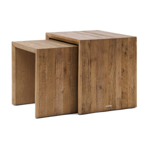 Rivièra Maison Bijzettafel 'Sant Mateu' Eikenhout, Set van 2 stuks