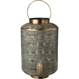 J-Line Lantaarn Antiek Cilinder Ijzer Bronskleurig Large