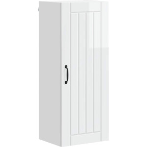 vidaXL - Wandkast - LUCCA - Hoogglans - Wit - 40 - x - 31 - x - 100 - cm - Bewerkt - hout