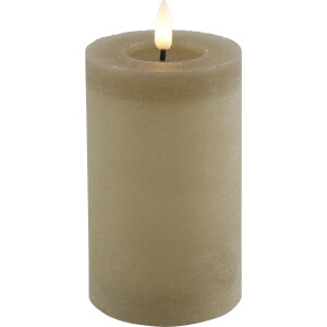 Countryfield Lyon LED kaars/stompkaars - beige - D7,5 x H12,5 cm - timer