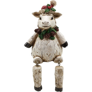 Clayre & Eef Beeld  Schaap 7*7*10 cm Grijs Kunststof Woonaccessoires beeld decoratie  Decoratieve Accessoires