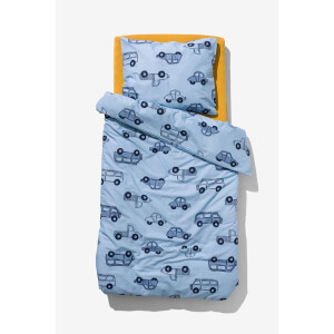 HEMA HEMA Peuterdekbedovertrek 120x150 Zacht Katoen Autos (blauw)