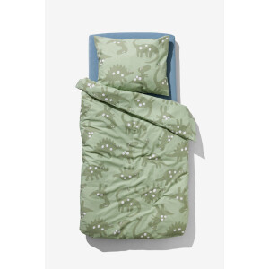 HEMA HEMA Peuterdekbedovertrek 120x150cm Zacht Katoen Dino Groen (groen)