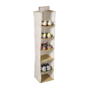 Hang organiser leafs met 6 vakken - bruin/beige - 125x30x30 cm