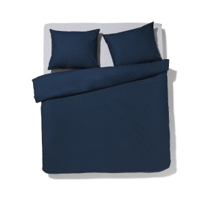 HEMA HEMA Dekbedovertrek 200x200/220cm Zacht Katoen Donkerblauw (blauw)