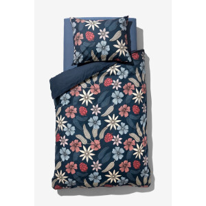 HEMA HEMA Dekbedovertrek 140x200/220cm Zacht Katoen Bloemen Blauw (blauw)