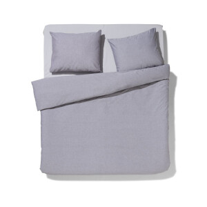 HEMA HEMA Dekbedovertrek 200x200/220cm Chambray Lichtgrijs (lichtgrijs)