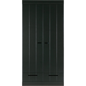 WOOOD Connect Kledingkast 2-Deurs met Lade- Grenen - Zwart - 195x94x53