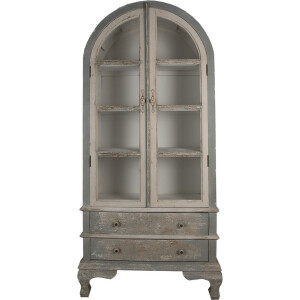 Clayre & Eef Vitrinekast 95x41x200 cm Grijs Beige Hout
