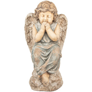 Clayre & Eef Decoratie Beeld Engel 32x23x56 cm Beige Keramiek