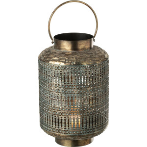 J-Line lantaarn Antiek Cilinder - ijzer - brons - small