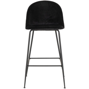 Barstoel Velvet Zwart - Zwart Frame - 60x55x108cm - Set van 2