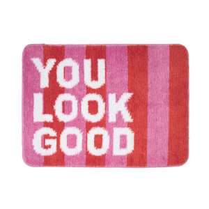 Badmat You Look Good - roze/oranje/wit - 50x70 cm