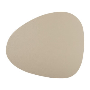 Placemat leer - ovaal - beige - 43,5x36,5 cm