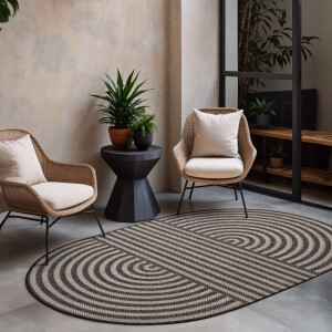 Vloerkleed Woodfield Ovaal - Zwart Wit Xcm - Polypropyleen - Dekbed-Discounter.nl