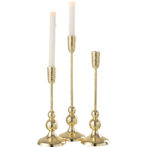 J-Line kandelaar Borne - aluminium - goud - 3 stuks